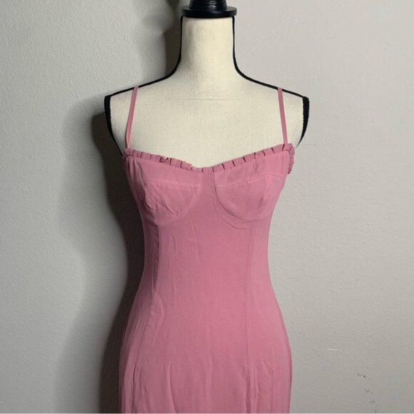 Reformation Aiko Pink Pleated Hem Midi Dress - Picture 8 of 14